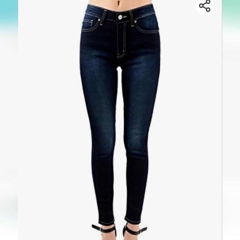 Kancan Dark Wash Mid Rise Stretch Denim Skinny Jean Women's Size 0